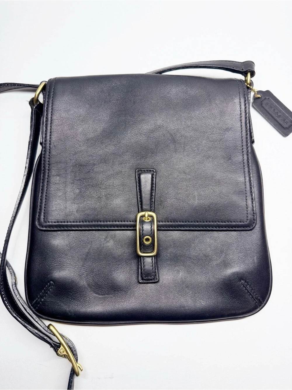 Vintage Y2K Coach Legacy Slim Flap Leather Crossbody Black 9592